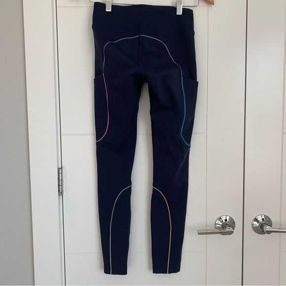 Outdoor Voices Navy Rainbow Reflective Outline Leggings S Small - Picture 4 of 6
